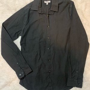 dark gray button down shirt